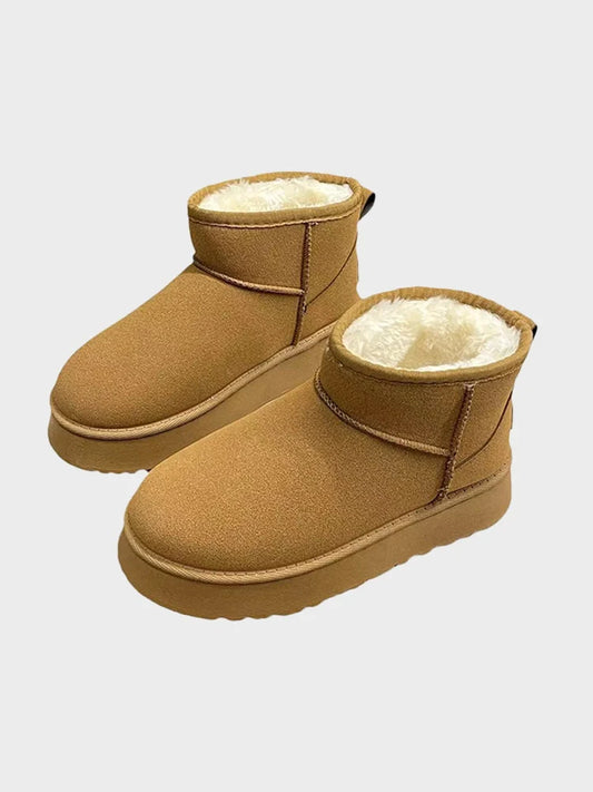 Women's Short Winter Boots | Faux Suede Sherpa Lined Ankle Boots | Warm Comfortable Anti-Slip Sole