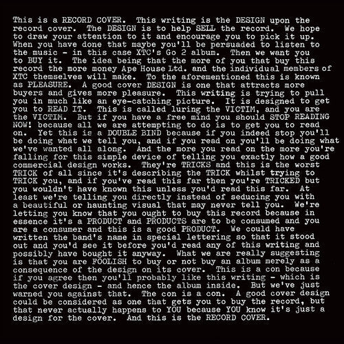 XTC: GO2 - 200gm Vinyl ( RECORD )